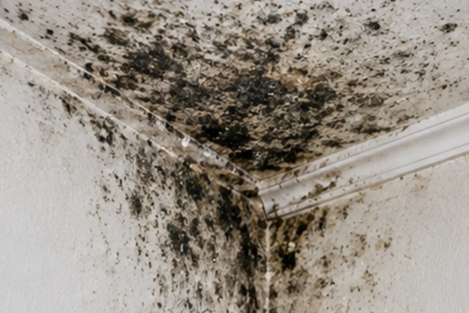 Black mould affecting an interior wall