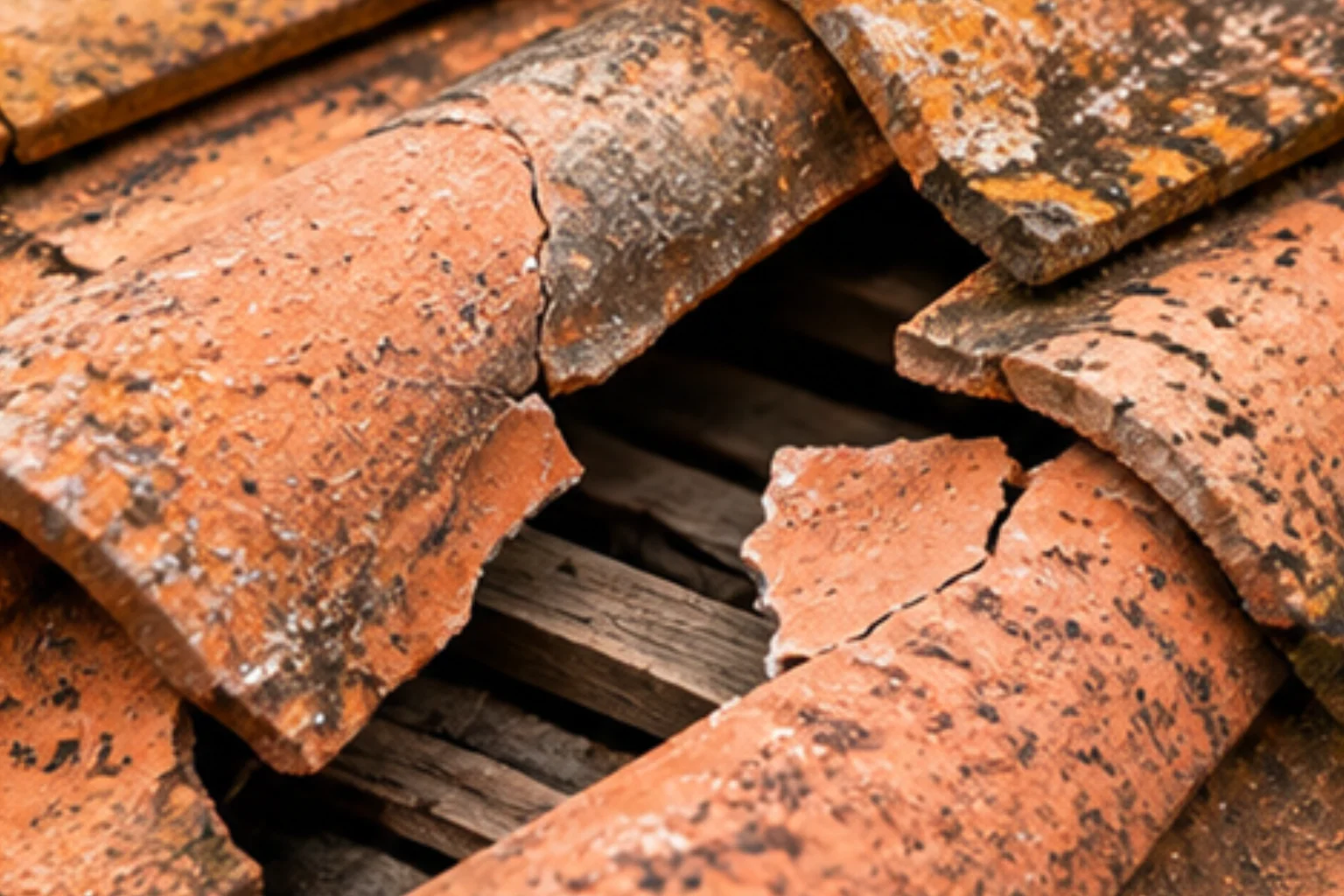 Broken roof tiles
