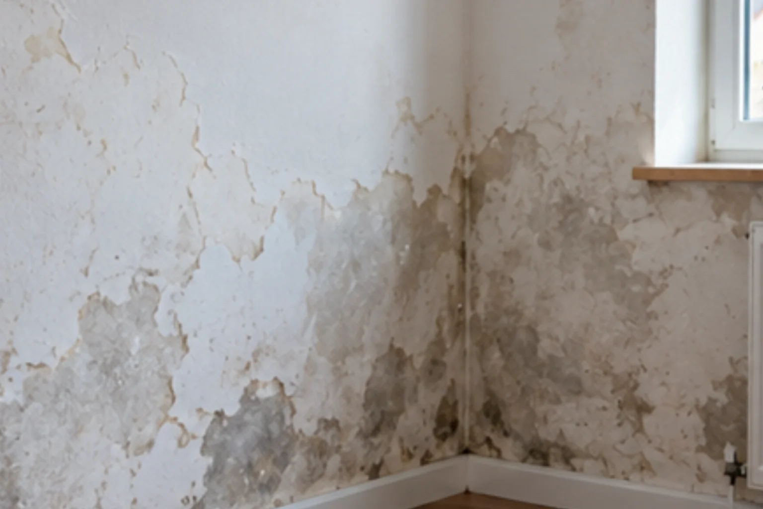 Damp room showing signs of excess moisture