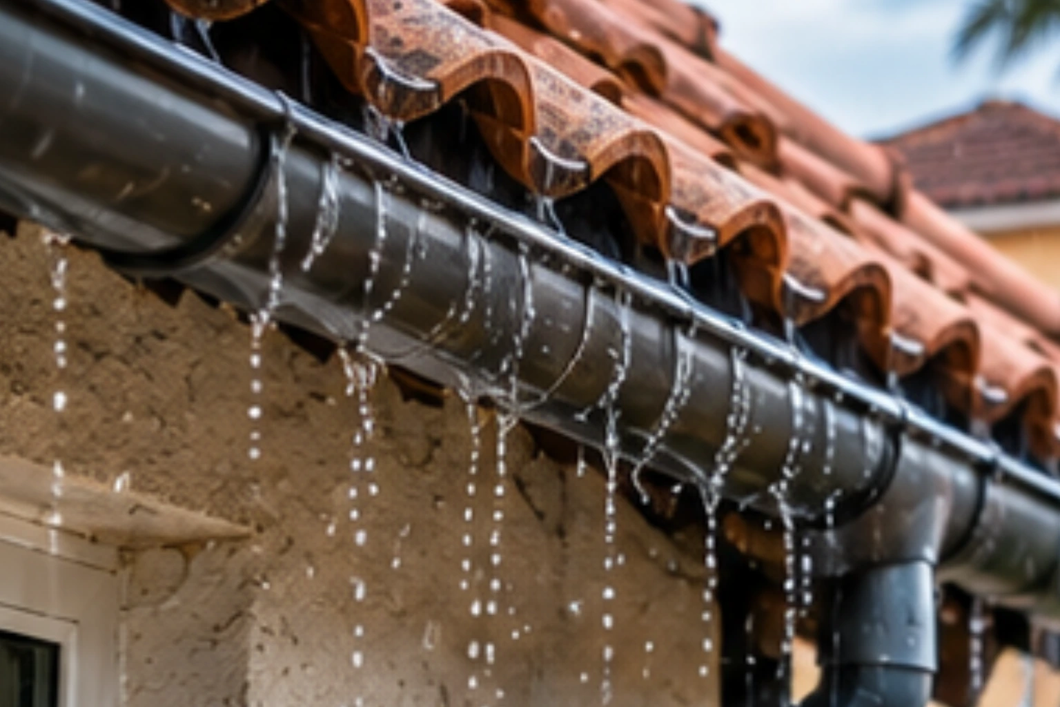 Penetrating damp and moisture damage on an external wall