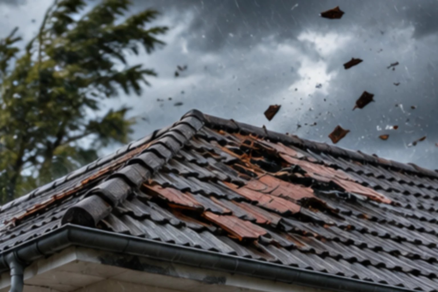 Storm damaged roof