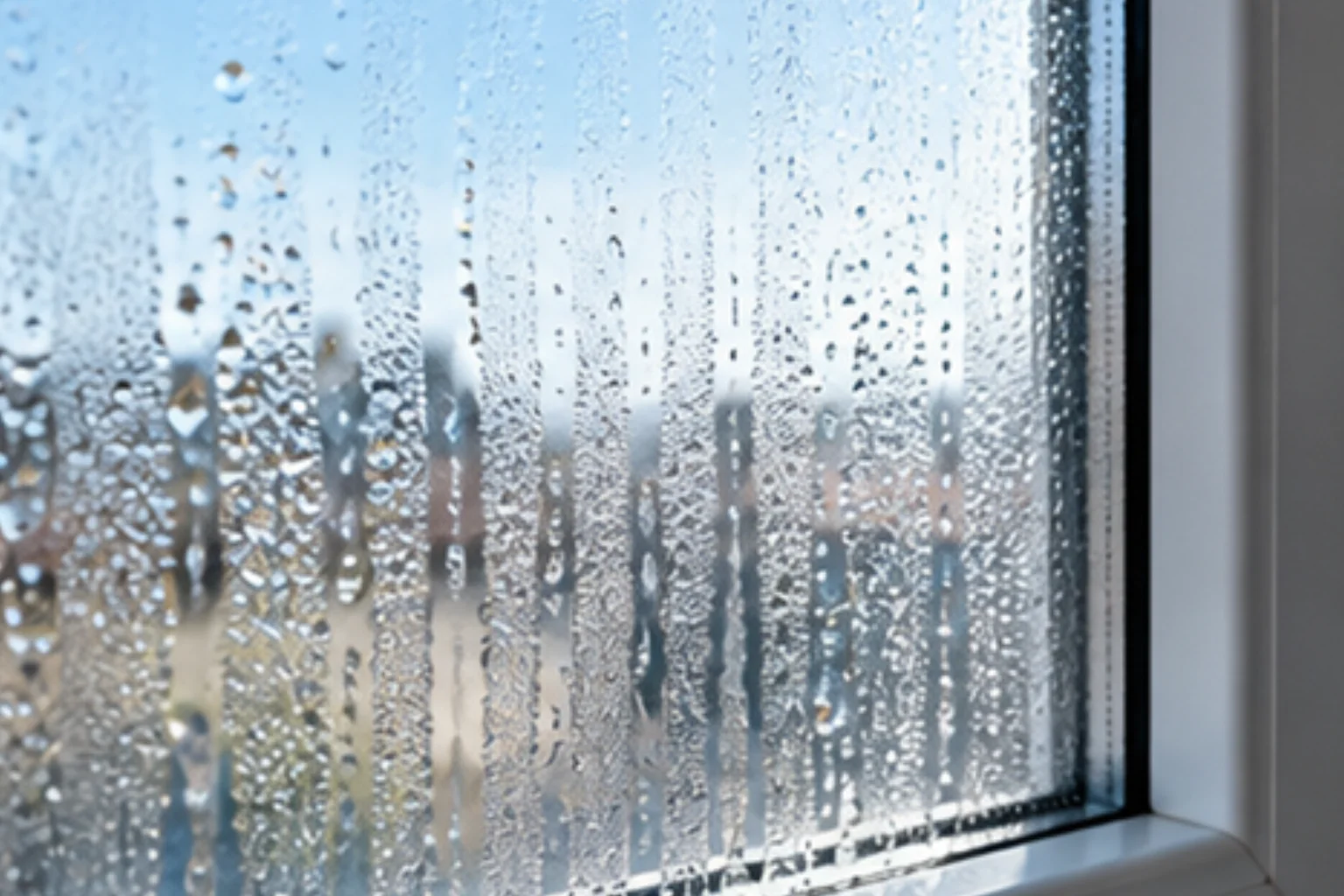 Condensation forming on a property window